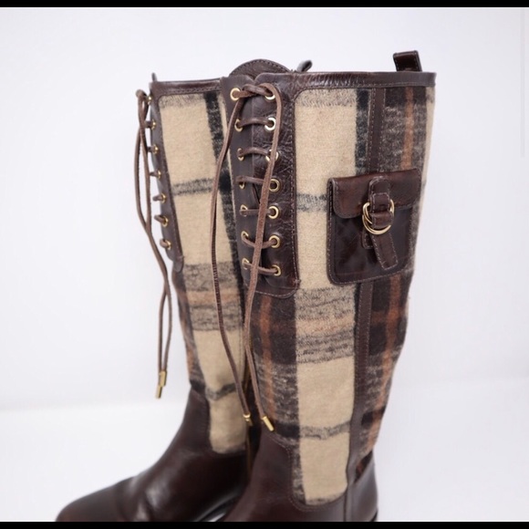 Tory Burch flannel and leather boots. EUC - Picture 2 of 15